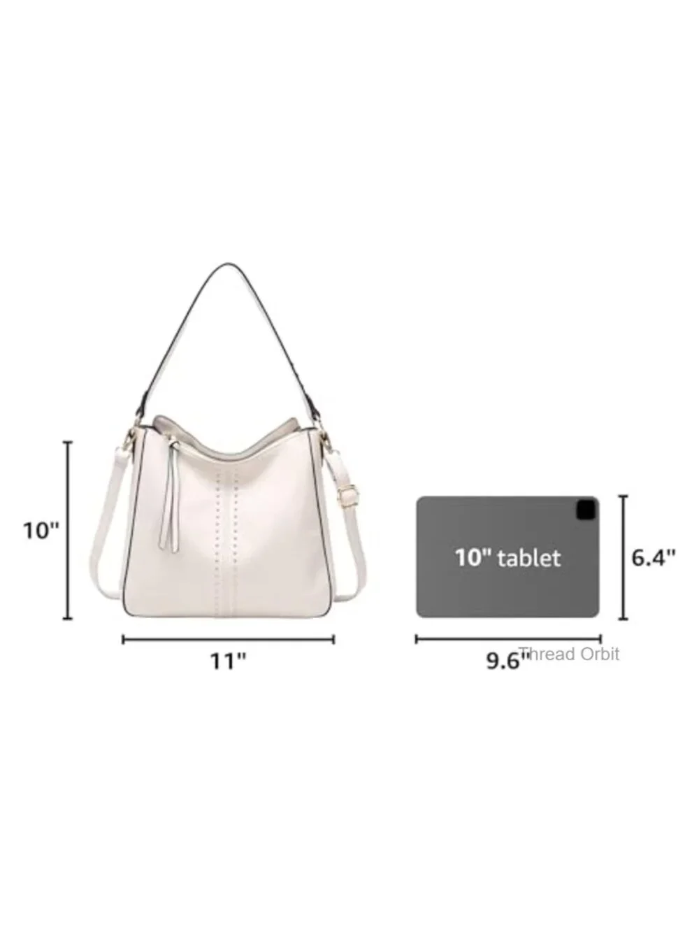 Studded Faux Leather Hobo Bag with Zip Closure, Detachable Crossbody Strap